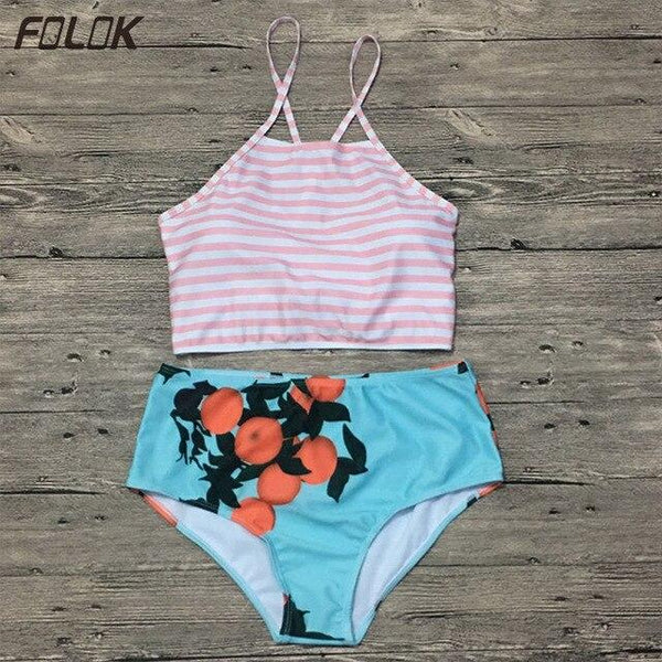Sweet Lovely Tankini Padded Top High Waist Swimsuit Women Bathing Suit Female Bikini Beach Wear Sexy Swimwear
