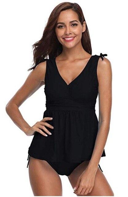 Shekini 2018 Real Bikinis Biquini Infantil Swimwear Women Solid Color Tankini With Padded Top Tie Side Shorts Women Swimsuit