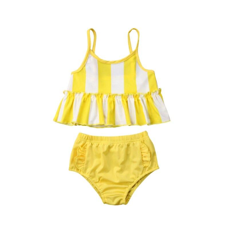 Summer Kids Baby Girl Stripe Swimming Suit Tankini  Bikini Set Sleeveless Strap Tops Swimwear Swimsuit Bathing Suit