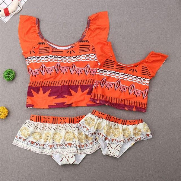 2019 Family Matching Swimwear Mother Daughter Swimsuit Summer Bathing Suit Women Girls Bikini  Tankini Crop Top+Skirt 2pcs
