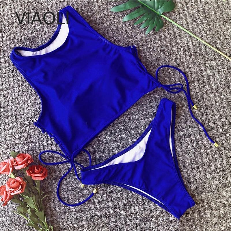 Bikini swimsuit women swimming suits mid waist bikinis tankinis swimsuit tank tops bathing suits blue vest swimwear