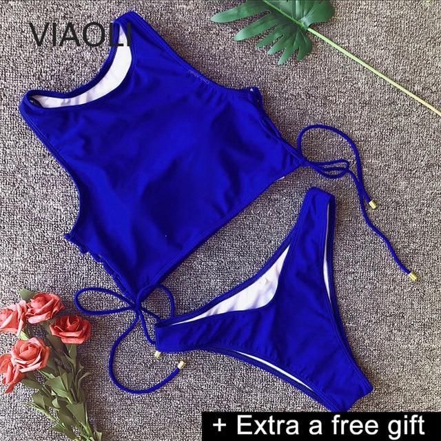 Bikini swimsuit women swimming suits mid waist bikinis tankinis swimsuit tank tops bathing suits blue vest swimwear