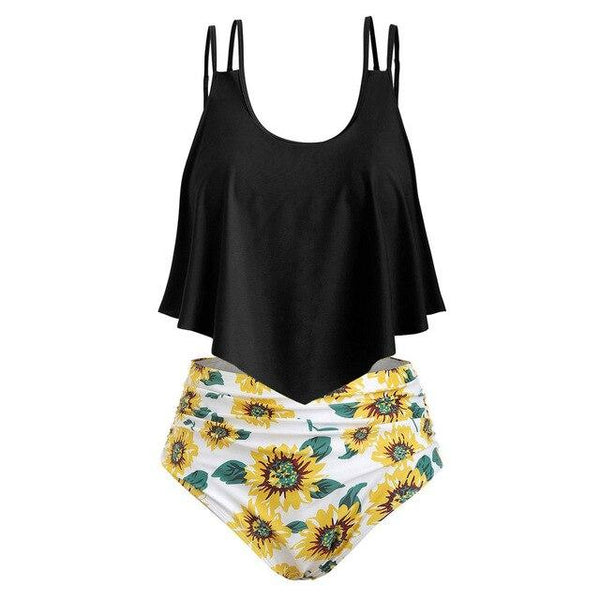 Women Two Pieces Bathing Suits Top Ruffled High Waisted Bottom Bikini Set Tankini Women Swimsuit Plus Size Two-Piece Suit C30618