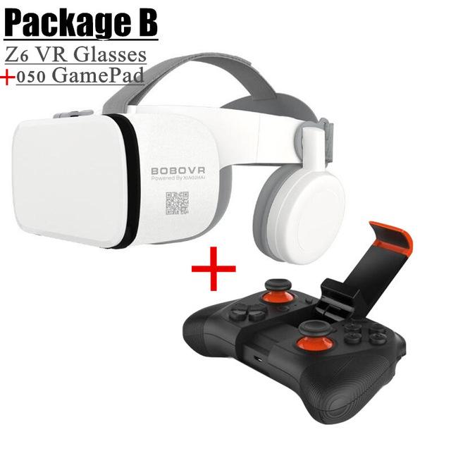 BOBO VR Z6 Bluetooth 3D Glasses Virtual Reality Box Google Cardboard Stereo Mic Headset Helmet for 4.7-6.5" Smartphone+Joystick