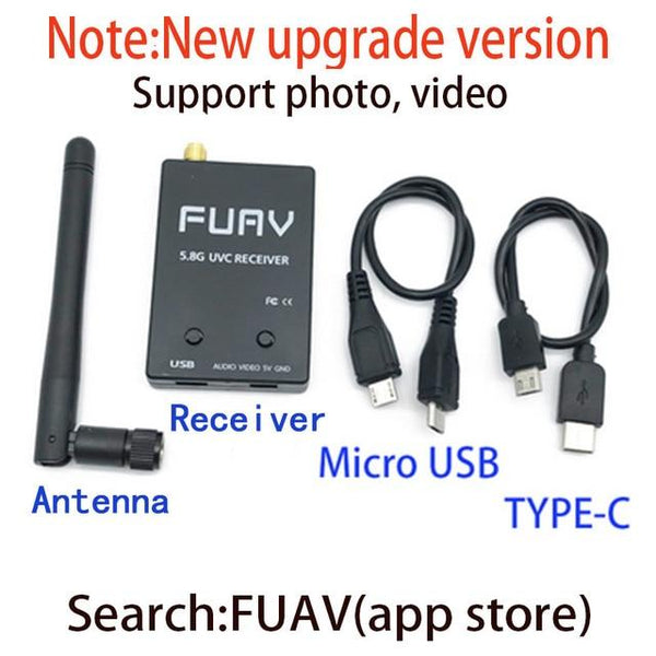 Ready to use 5.8G FPV Receiver UVC Video Downlink OTG VR Android Phone+5.8G 200/600mw Transmitter TS5823+CMOS 1200TVL Camera fpv