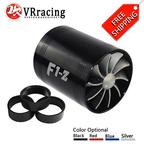 FREE SHIPPING F1-Z Double Supercharger Turbine Turbo Charger Air Intake Gas Fuel Saver Fan VR-FSD11