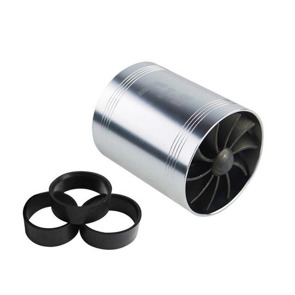 FREE SHIPPING F1-Z Double Supercharger Turbine Turbo Charger Air Intake Gas Fuel Saver Fan VR-FSD11