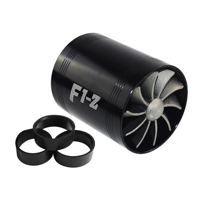 FREE SHIPPING F1-Z Double Supercharger Turbine Turbo Charger Air Intake Gas Fuel Saver Fan VR-FSD11
