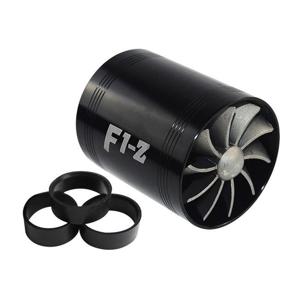 FREE SHIPPING F1-Z Double Supercharger Turbine Turbo Charger Air Intake Gas Fuel Saver Fan VR-FSD11
