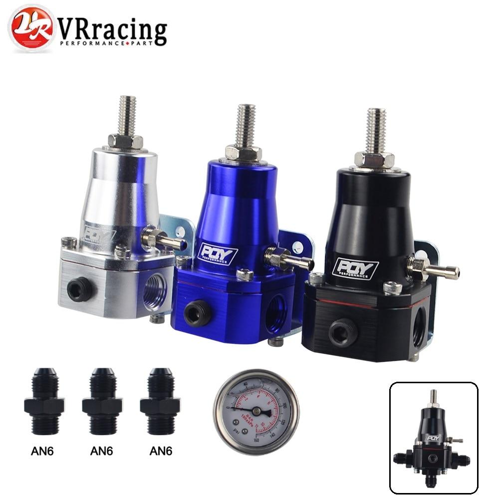 VR RACING - UNIVERSAL FUEL PRESSURE REGULATOR KIT + GAUGE AN6 FITTING 30-70 PSI VR7845