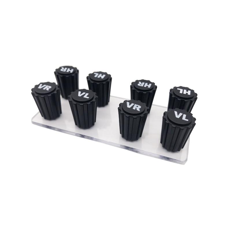 8Pcs/Set on Plate ABS Black Tire Valve Stem Caps Dustproof Wheel Stem Air Valve Cover with VR VL HR HL Printing  8V1 US Schrader