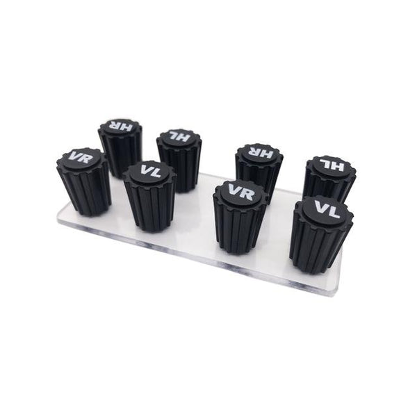 8Pcs/Set on Plate ABS Black Tire Valve Stem Caps Dustproof Wheel Stem Air Valve Cover with VR VL HR HL Printing  8V1 US Schrader