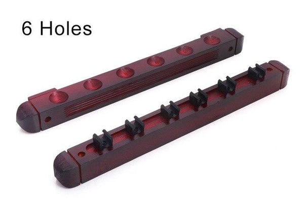 1 Set Billiard Pool Snooker Table Wall Mount Hanging Professional 6 Cue Sticks Solid Wood Rack Holder 39 x 4 x 3cm