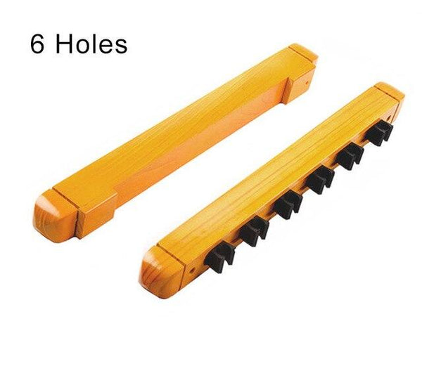 1 Set Billiard Pool Snooker Table Wall Mount Hanging Professional 6 Cue Sticks Solid Wood Rack Holder 39 x 4 x 3cm