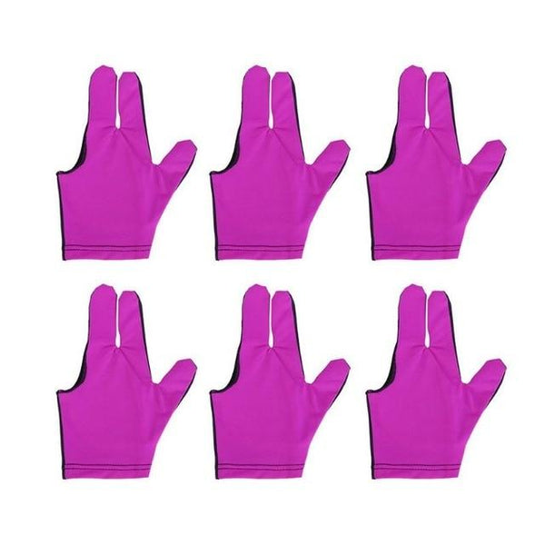 6pcs Cue Billiard Pool Shooters 3 Fingers Left hand Gloves Nine-ball French Billiard Gloves Chinese Snooker Billiard Accessories