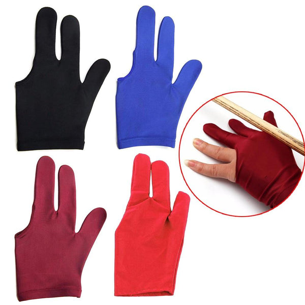 High Quality Spandex Snooker Billiard Cue Glove Pool Left Hand Open Three Finger Accessory for Unisex Women and Men 4 Colors