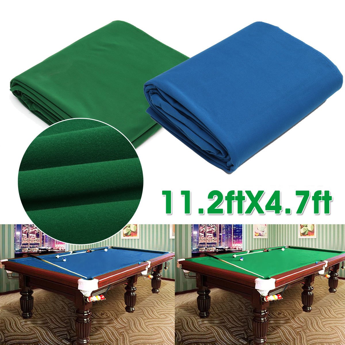 Green/Blue Snooker Billiard Cloth Pool Eight Ball Billiard Pool Table Cloth for American billiard Snooker Accessories 11.2X4.7ft