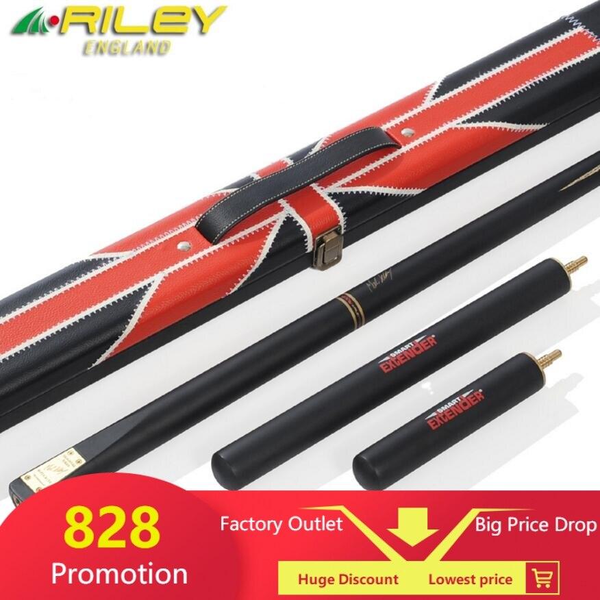 RILEY Ash Wood 3/4 Snooker Cue 9.5mm Tip 2 Extensions with Snooker Cue Case Set Professional Handmade Billiard Stick Kit China