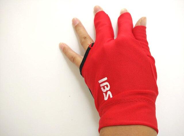 Free shipping 10pcs/lot IBS billiard pool snooker three-fingers glove red/blue/black fabric half-finger gloves billiard suppiles