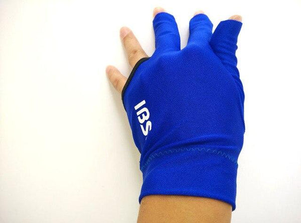 Free shipping 10pcs/lot IBS billiard pool snooker three-fingers glove red/blue/black fabric half-finger gloves billiard suppiles