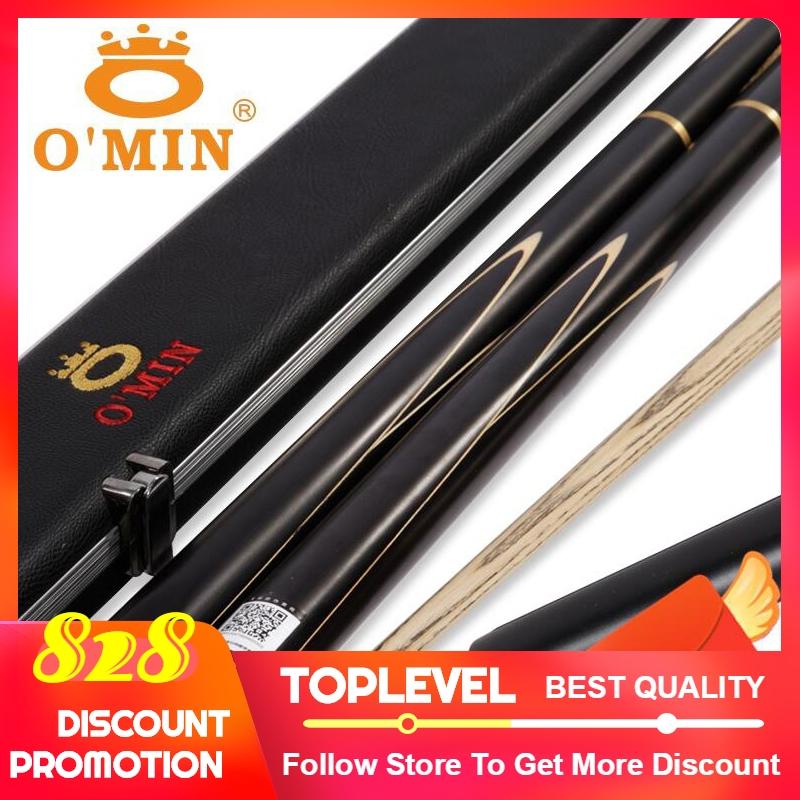 2019 O'MIN ENLIGHTEN 3/4 Piece Snooker Cue with Case with Extension 9.5/10mm Tip Black 8 Cue Billiard Cue Stick Ash Snooker Cue