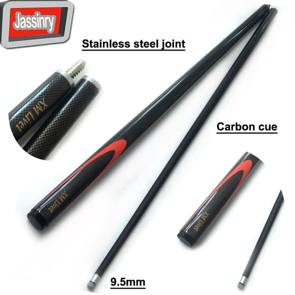 free shipping 9.5mm black carbon snooker cues 1/2 split stainless steel joint Pool Billiards cue sticks Billiards accessories