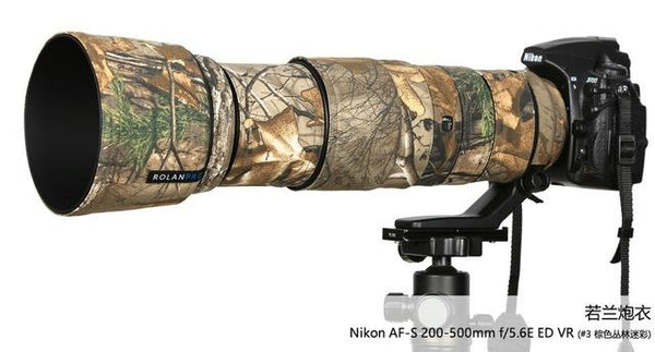 ROLANPRO Camera Lens Coat Camouflage AF-S 200-500mm f/5.6E ED VR Lens protective case guns clothing For Nikon