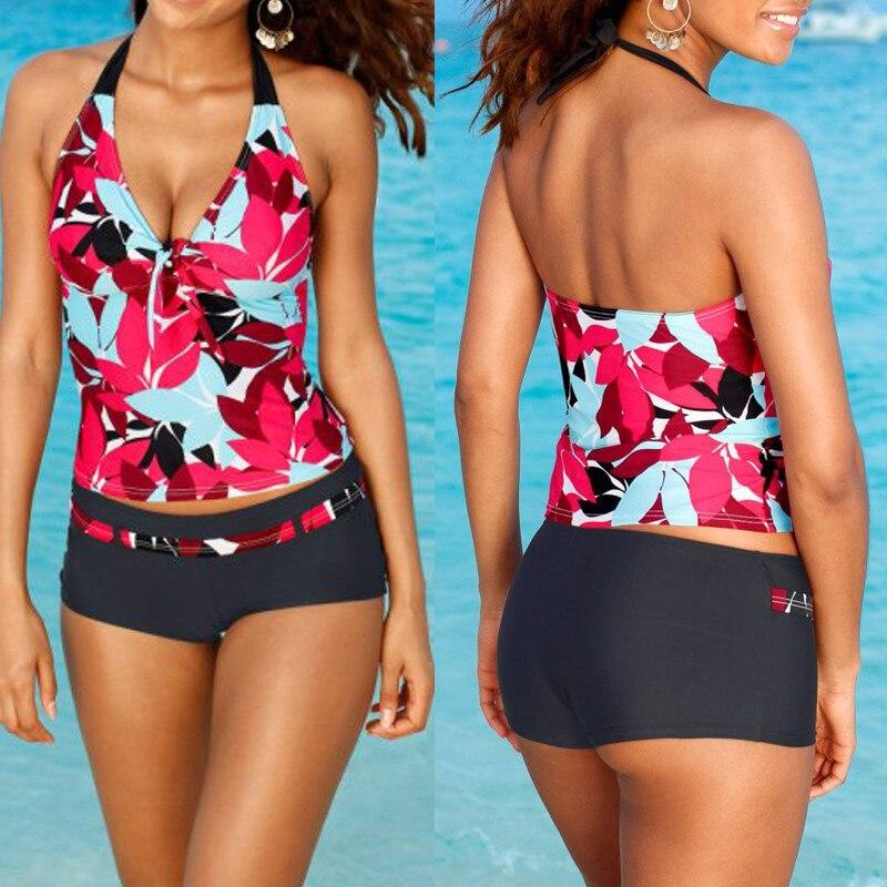 Ladies high quality bathing Suit tankini set womens top and briefs swimwear set floral printed bathing suit two pieces suit