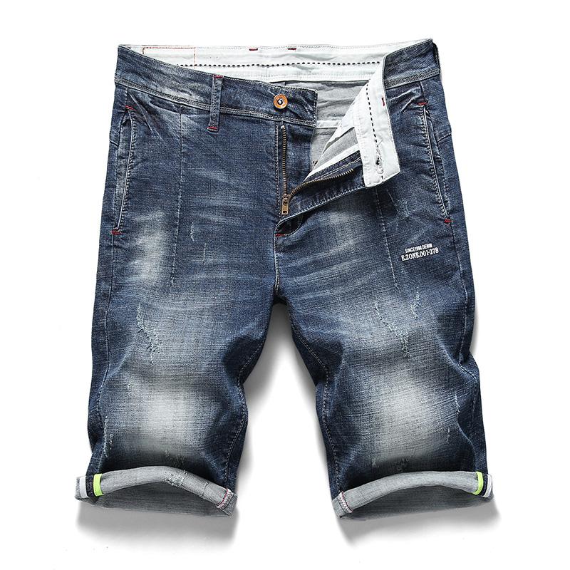 Summer Men's Shorts Stretch Casual Lightweight Blue Ripped Denim Jeans Short Bermuda Size 33 34 35 36 38 40 Shorts