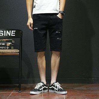 ENWAYEL Summer Black White Casual Jeans Shorts Men Trousers Fashion Hole Ripped Distressed Short Denim Male Hip Hop Streetwear