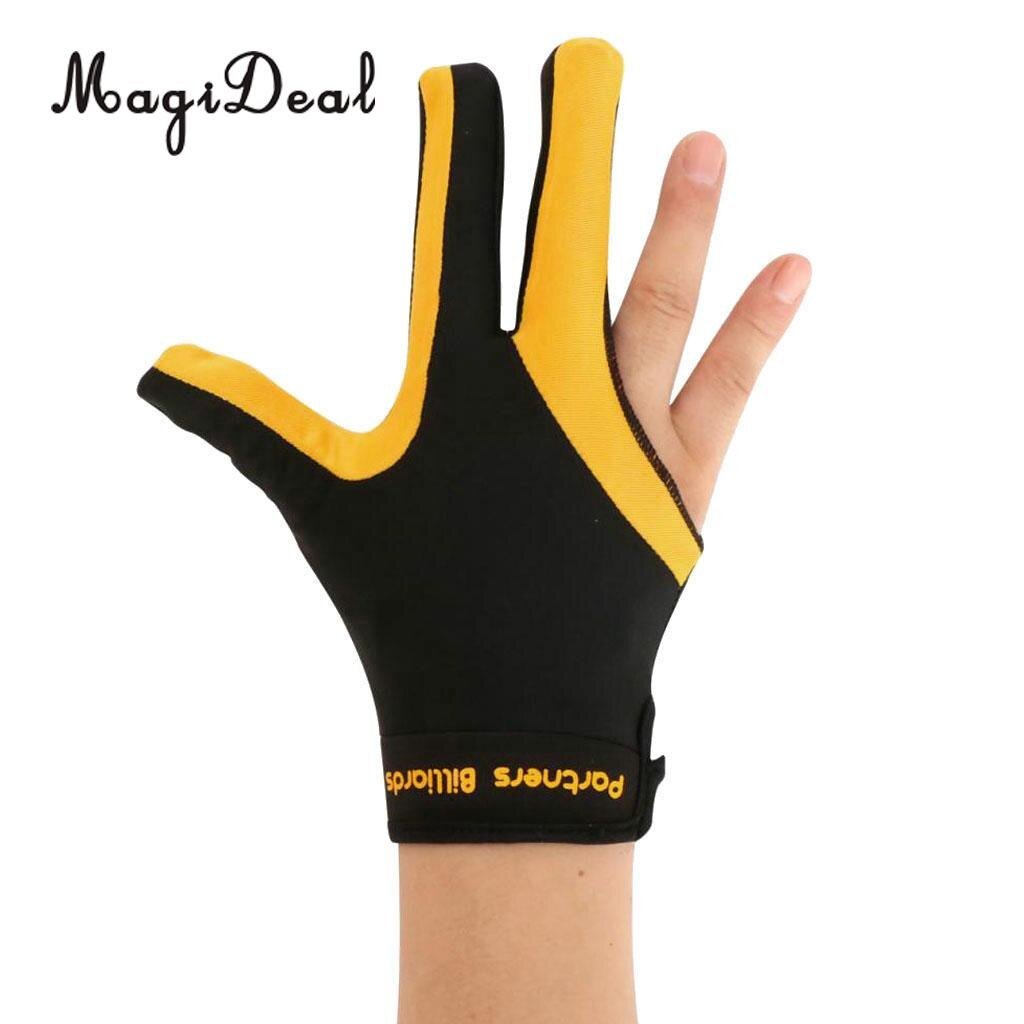 MagiDeal High Quality 1Pcs Three Fingers Full-Finger Snooker Pool Cue Billiard Glove for Right Hand 21cm Yellow Black/Red Black