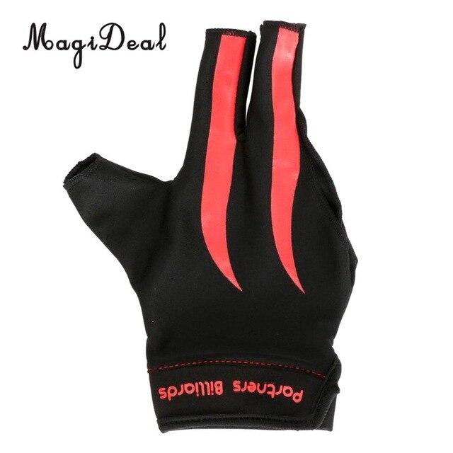 MagiDeal High Quality 1Pcs Three Fingers Full-Finger Snooker Pool Cue Billiard Glove for Right Hand 21cm Yellow Black/Red Black
