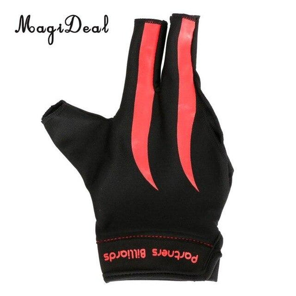 MagiDeal High Quality 1Pcs Three Fingers Full-Finger Snooker Pool Cue Billiard Glove for Right Hand 21cm Yellow Black/Red Black