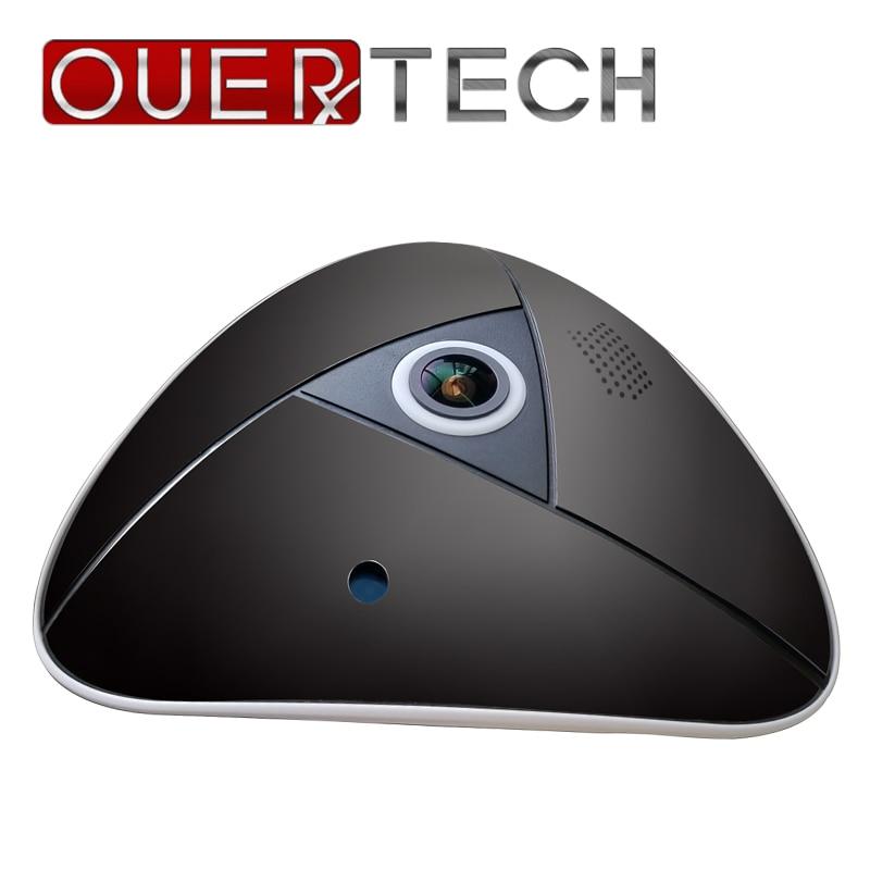 OUERTECH Full view WIFI 360 Degree Two way audio Panoramic mini 3MP Fisheye Wireless Smart IP vr Camera  support 64g app liveyes