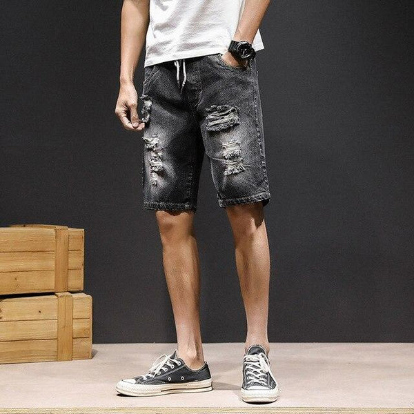 Summer denim shorts male Ripped jeans Retro men jean shorts Casual bermuda board harem mens jogger ankle hole drawstring shorts