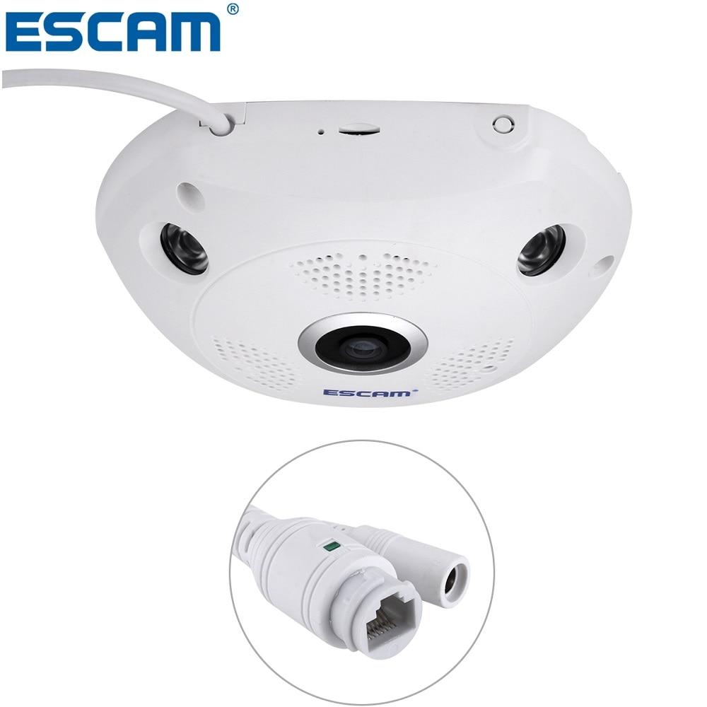 ESCAM Fisheye Camera Support VR Box QP180 Shark 960P IP WiFi Camera 1.3MP 360 Degree Panoramic Infrared Night Vision Camera