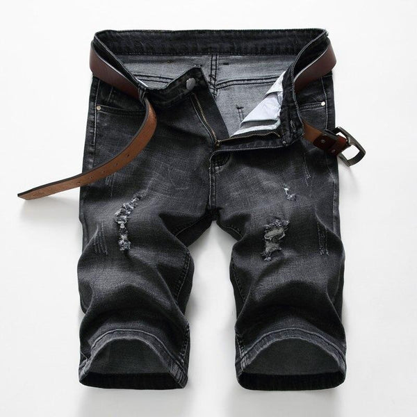 Casual Black Ripped Jeans Shorts Men 2018 Summer New Relaxed Fit Stretch Denim Shorts Mens Elastic Cotton Jeans Shorts Homme 40
