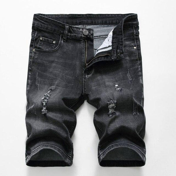 Casual Black Ripped Jeans Shorts Men 2018 Summer New Relaxed Fit Stretch Denim Shorts Mens Elastic Cotton Jeans Shorts Homme 40