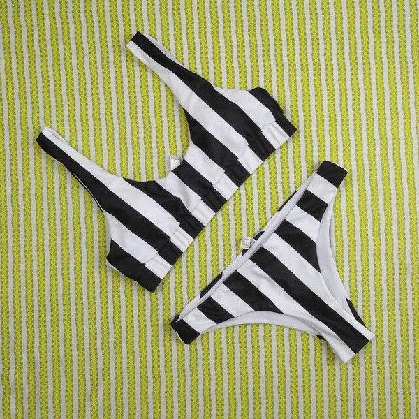 Summer Sexy Women Bikini Set Push Up Padded Bra 2Pcs Striped Swimwear Swimsuit Bathing Beachwear Swimming Costume 4 colors