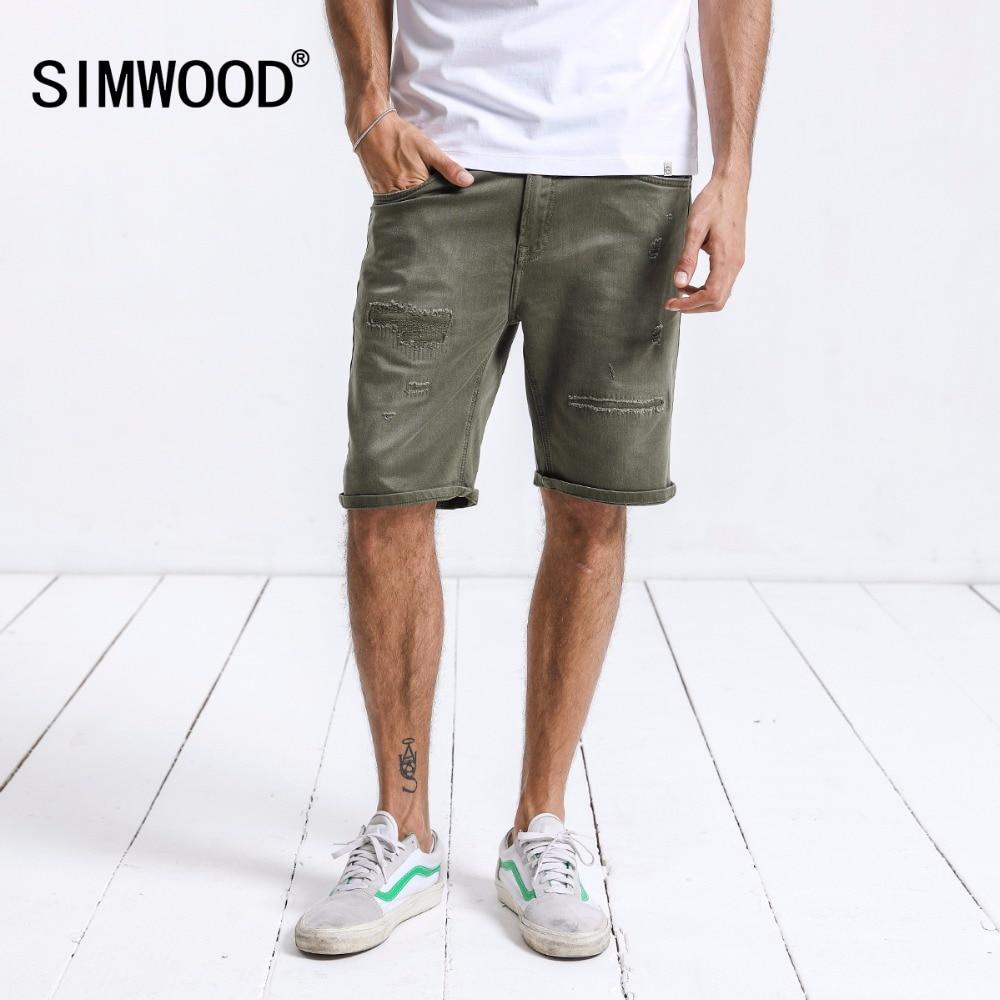 SIMWOOD Brand Denim Shorts Male New 2019 Summer Shorts Men Fashion Hole Ripped Jeans Slim Fit Plus Size Fashion Clothing 180180