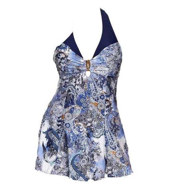 2019 New Separate Bikini Plus Size Tankini set Women Swimwear Two Piece Print Halter Swimsuit Swimming Dress Bathing Suit S--5XL