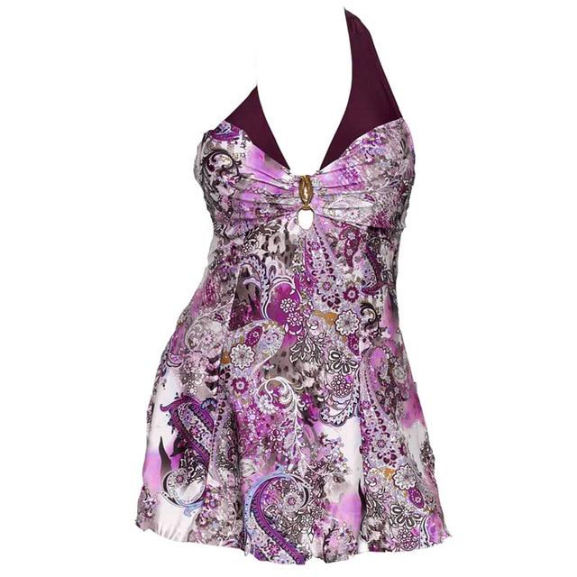 2019 New Separate Bikini Plus Size Tankini set Women Swimwear Two Piece Print Halter Swimsuit Swimming Dress Bathing Suit S--5XL
