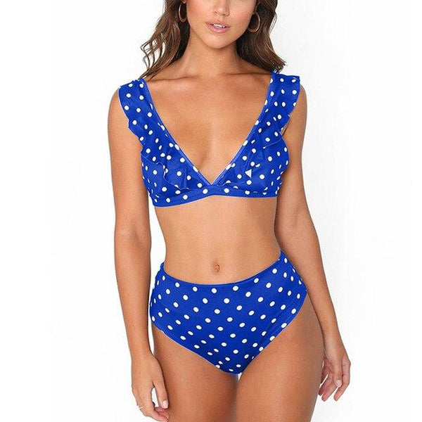 Swimsuit Swimwear Two Pieces Swimming Suit For Women Dot Ruffle High Waist Bikini Swim Suit Bikini Set 2019 Women's Bathing Suit