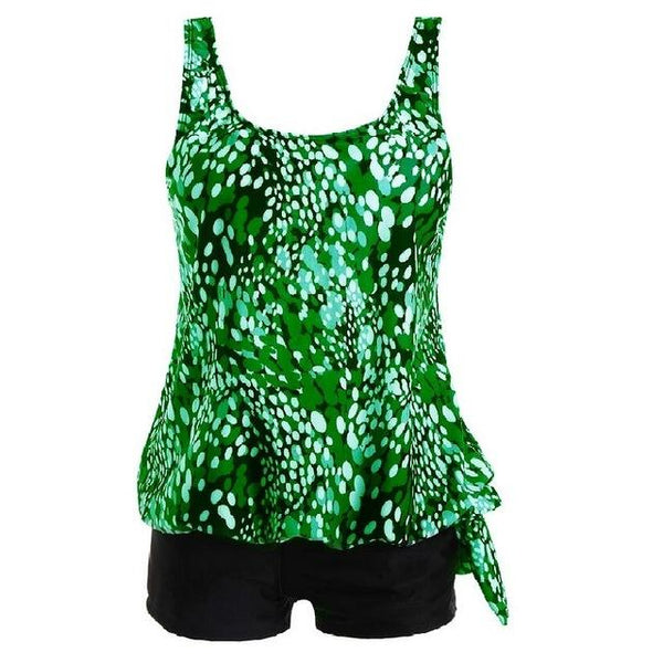 2019 Women Two Piece Swimsuits Printed Slimming Blouson Tankini Tops Boyshort Set Plus Size Swimwear High Waist Bathing Suits