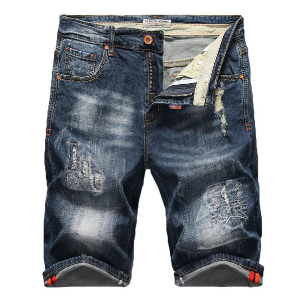 2019 Summer New Men's Stretch Ripped Jeans Shorts Fashion Casual High Quality Slim Fit Elastic Denim Shorts Male Brand Clothes