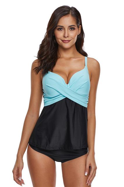 2019 Tankini Plus Size Swimming Suit 5XL Fused Firm Cup Swimsuit Women's Separate Bikini Bather Push Up Padded Swimwear Dress