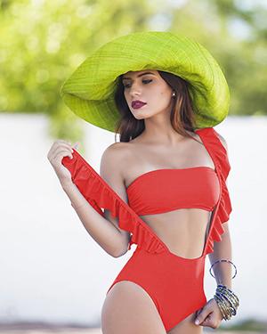 Special Style Blue Solid Two Pieces Separate Swimming Suits Bandeau Ruffles Suspenders Maillot de bain High Waist Hot Bikini A17