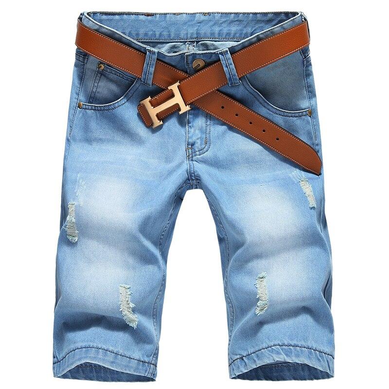 Denim Shorts Men Nice Summer Casual Men Short Ripped Jeans For Men Fashion Bermuda Masculina Beach Board Shorts Knee Length K258