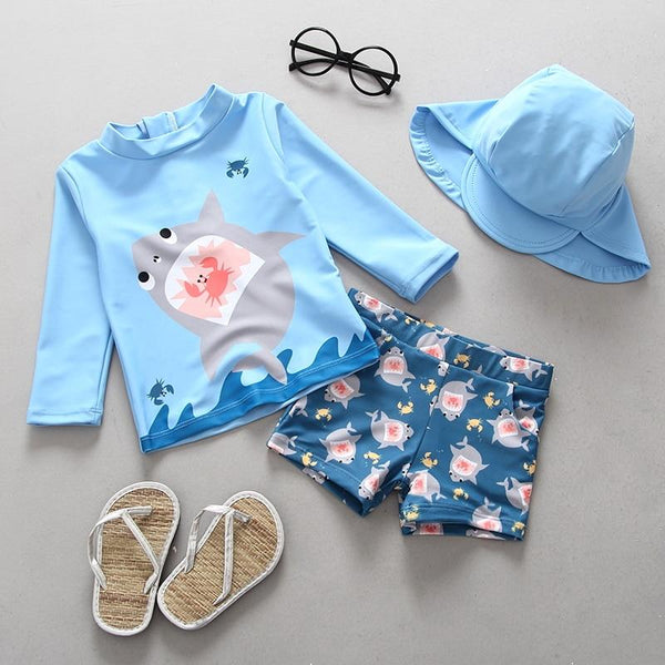 Boys Swimsuit New 2019 Children's Swimwear Swimsuit For Kids Boys Two Piece Swimming Suits Shirts Pants Boys Swimsuit CZ903
