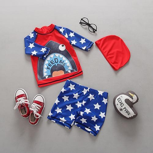 Boys Swimsuit New 2019 Children's Swimwear Swimsuit For Kids Boys Two Piece Swimming Suits Shirts Pants Boys Swimsuit CZ903